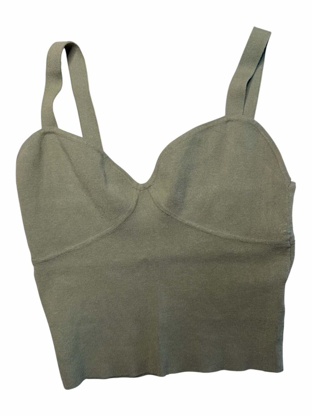 Wilfred Sage Green Ribbed Knit Corset Tank Top Size S